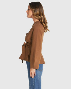 Fate + Becker Tiny Dancer Wrap Cardi Cinnamon