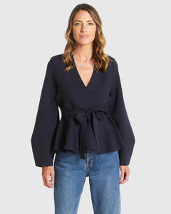 Fate + Becker Tiny Dancer Wrap Cardi Navy