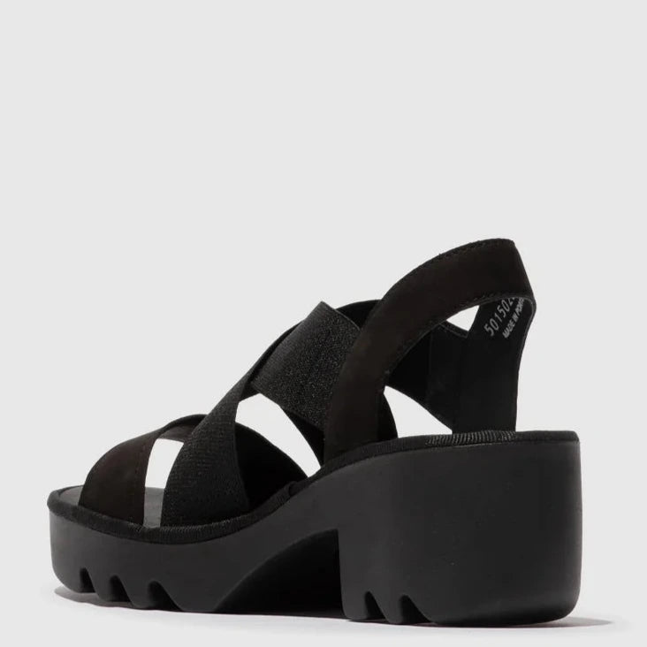 Fly London Taji Platform Sandals Black