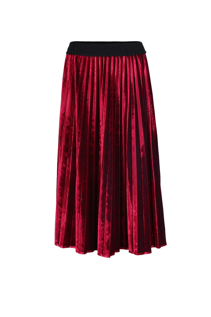 Olga De Polga Mirage Velvet Pleated Skirt Fuchsia