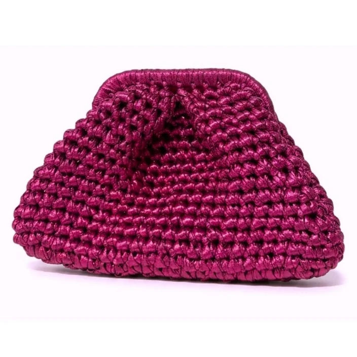 Parisian Cool Capri Woven Clutch Fuchsia Metallic