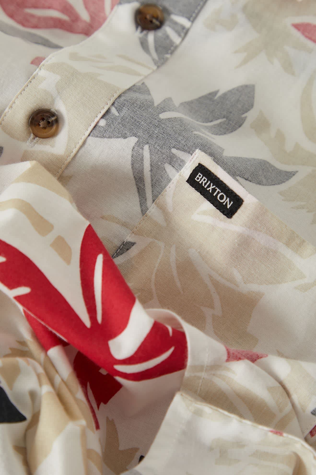 Brixton Charter Print SS Shirt Off White/Black/Red Palm Floral