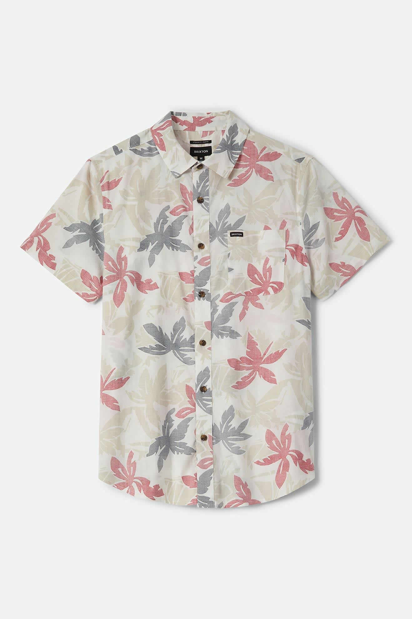 Brixton Charter Print SS Shirt Off White/Black/Red Palm Floral