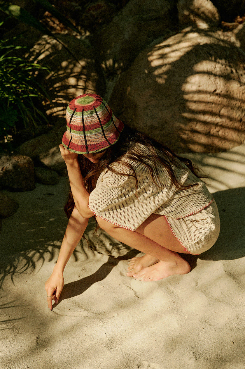 Brixton Redding Knit Packable Hat Peach Cobbler Multi Stripe
