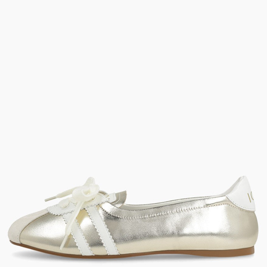 Lodi A-Beto Ballet Flat Sneakers Gold/Off White Leather