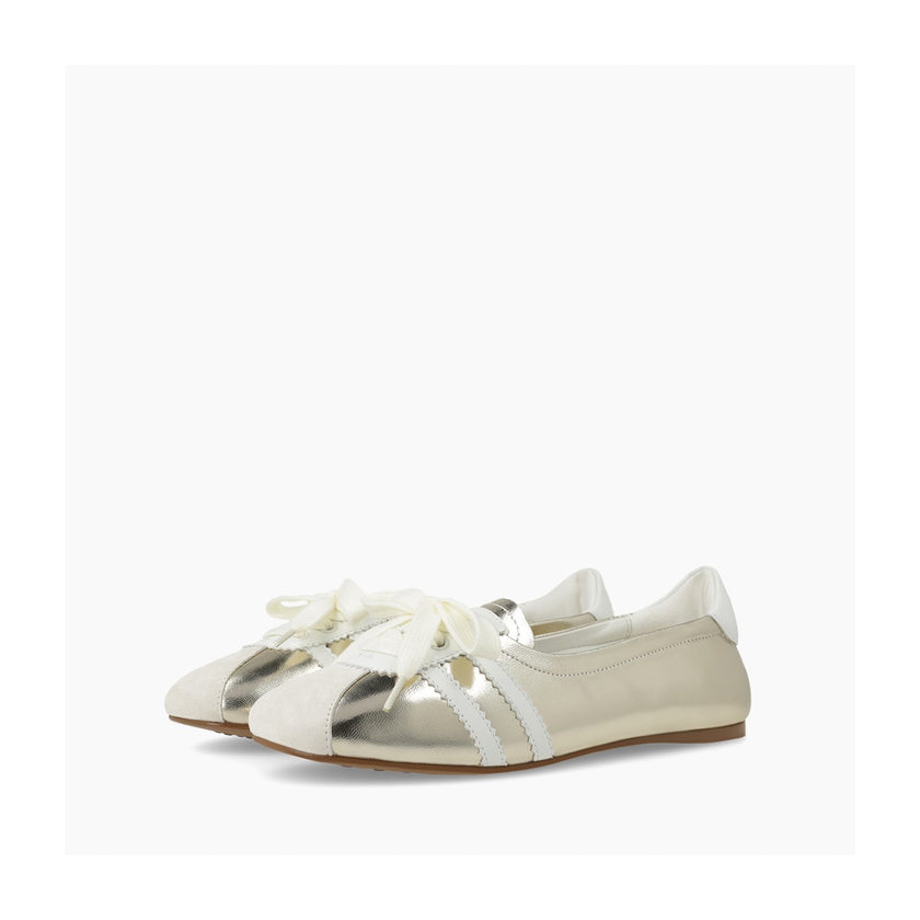 Lodi A-Beto Ballet Flat Sneakers Gold/Off White Leather