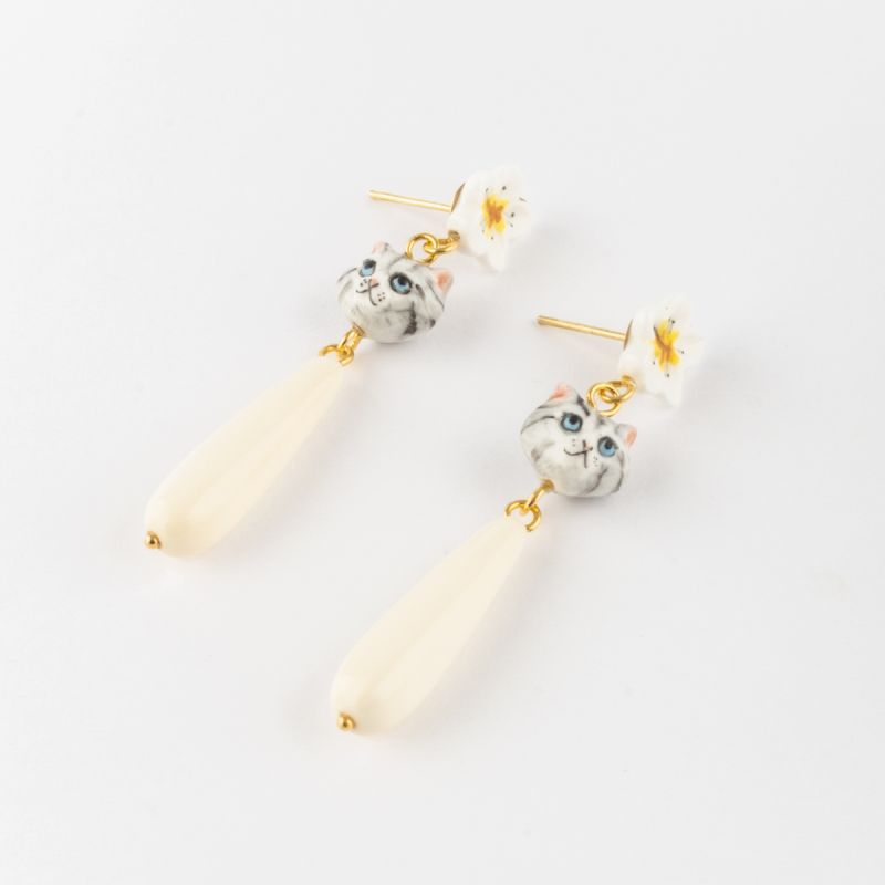 Nach NA1365 Harvest Time Cat Ivory Drop Earrings