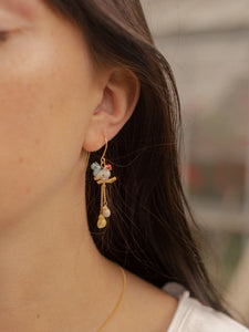 Nach NA1378 Harvest Time Hen On A Branch Earrings