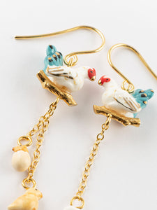 Nach NA1378 Harvest Time Hen On A Branch Earrings