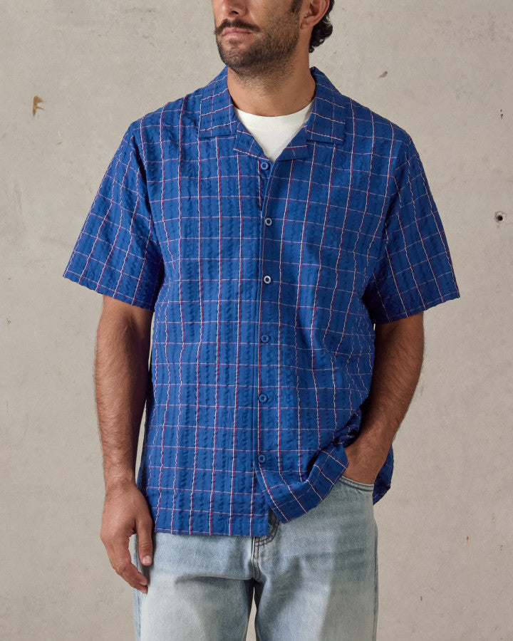 McTavish Holiday Collar Shirt Blue Multi