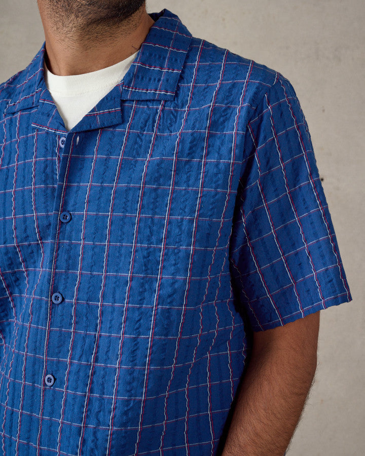 McTavish Holiday Collar Shirt Blue Multi