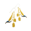 DENZ Blue Faced Honeyeater Earrings Honey/ Blue/ Black