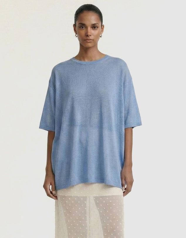 Staple The Label Orla Oversized Knit Tee Dusty Blue