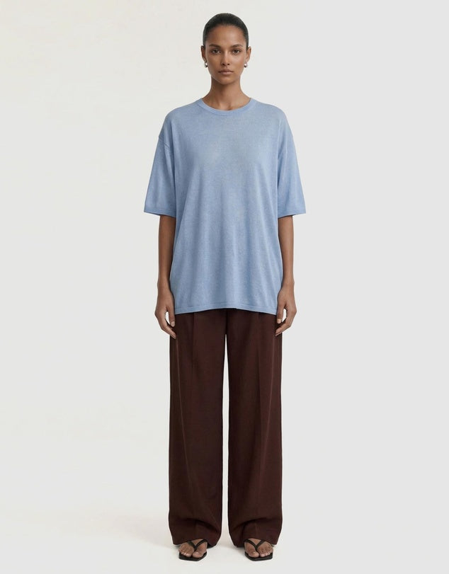 Staple The Label Orla Oversized Knit Tee Dusty Blue