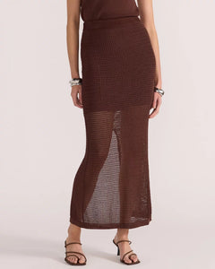 Staple The Label Portico Crochet Knit Skirt Espresso