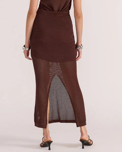 Staple The Label Portico Crochet Knit Skirt Espresso