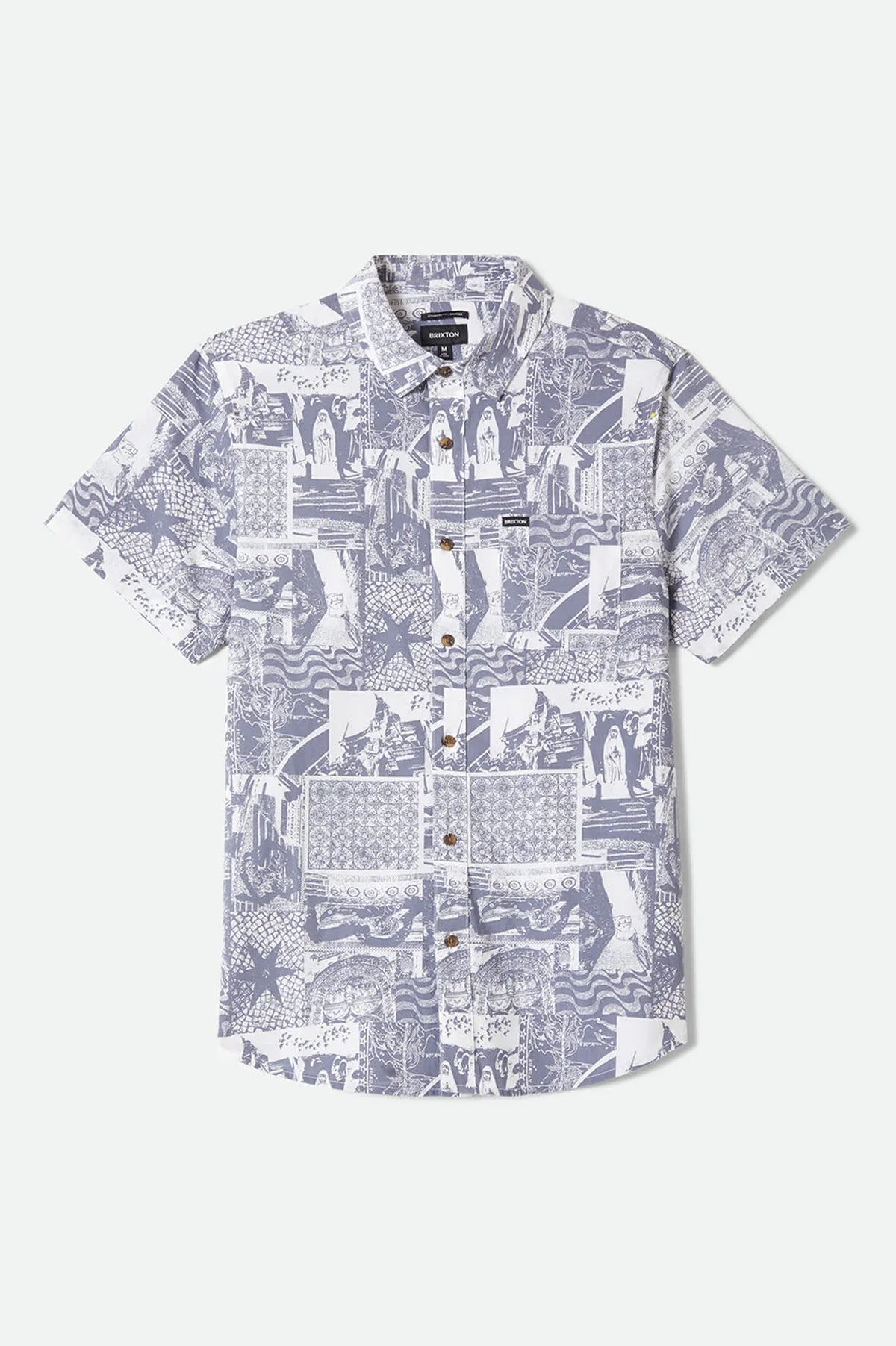 Brixton Charter Print SS Shirt Navy/White Collage