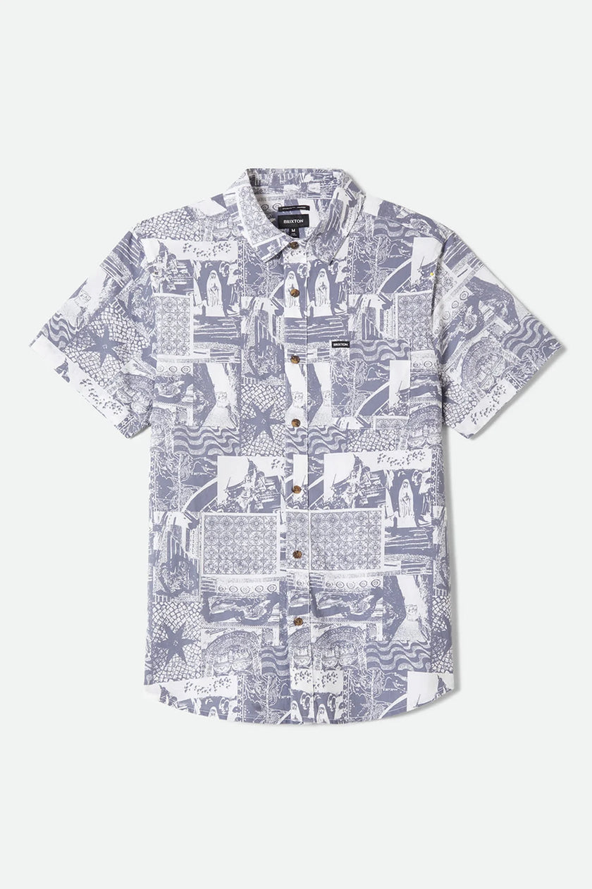 Brixton Charter Print SS Shirt Navy/White Collage