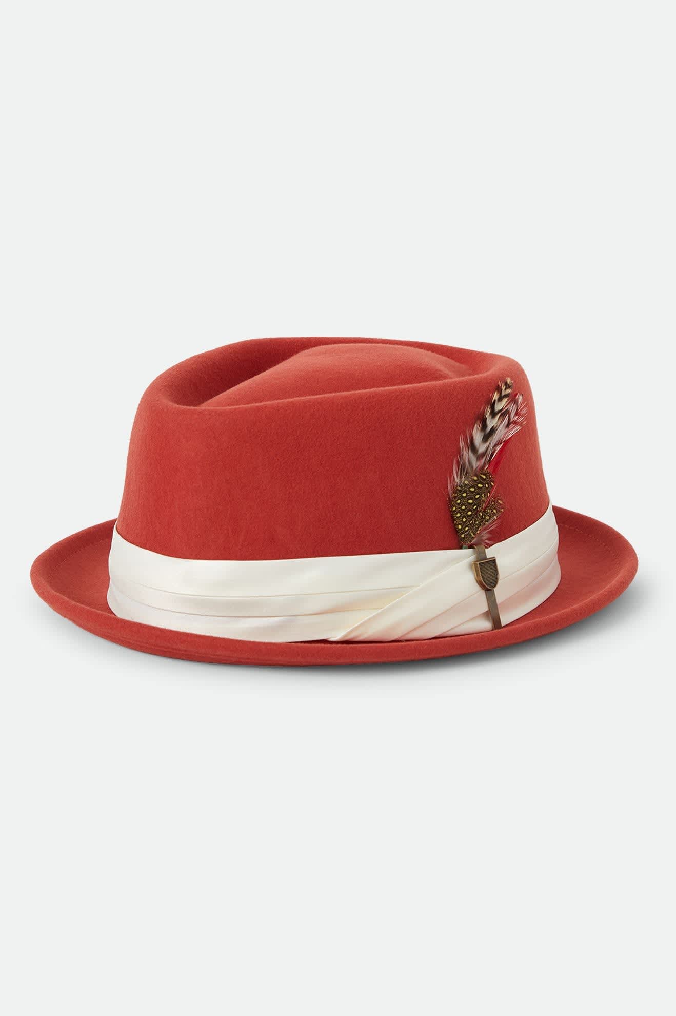 Brixton Stout Pork Pie Hat Red Earth/Wax Paper