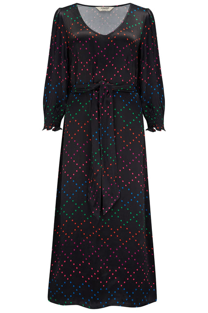 Sugarhill Brighton Linda Midi Dress Black Rainbow Star Lattice
