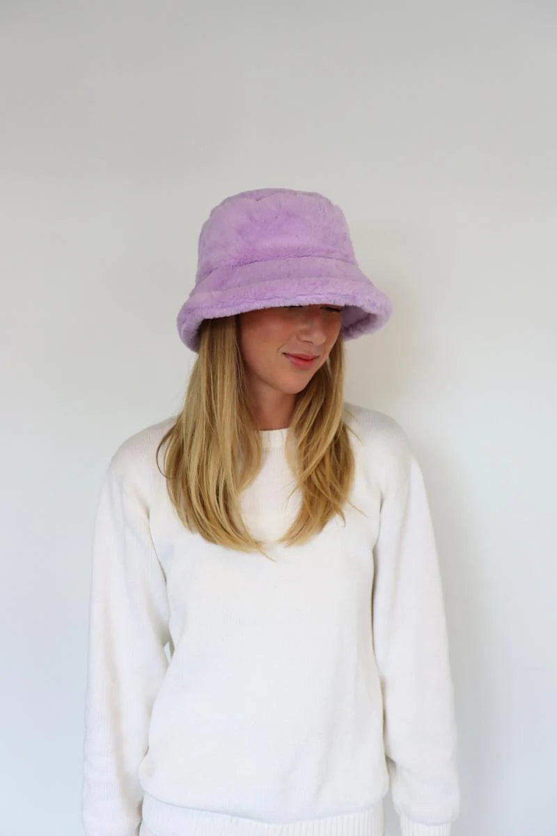 Cinnamon Creations Faux Fur Bucket Hat Lilac
