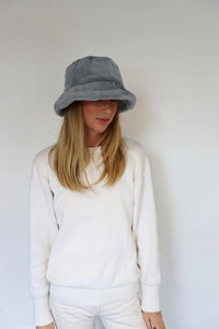 Cinnamon Creations Faux Fur Bucket Hat Grey