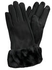 Cinnamon Creations Faux Fur Trim Suedette Gloves Black