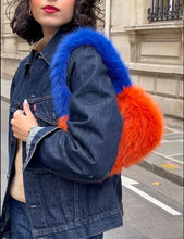 Load image into Gallery viewer, Cinnamon Creations Fluffy Bag Blue/Orange
