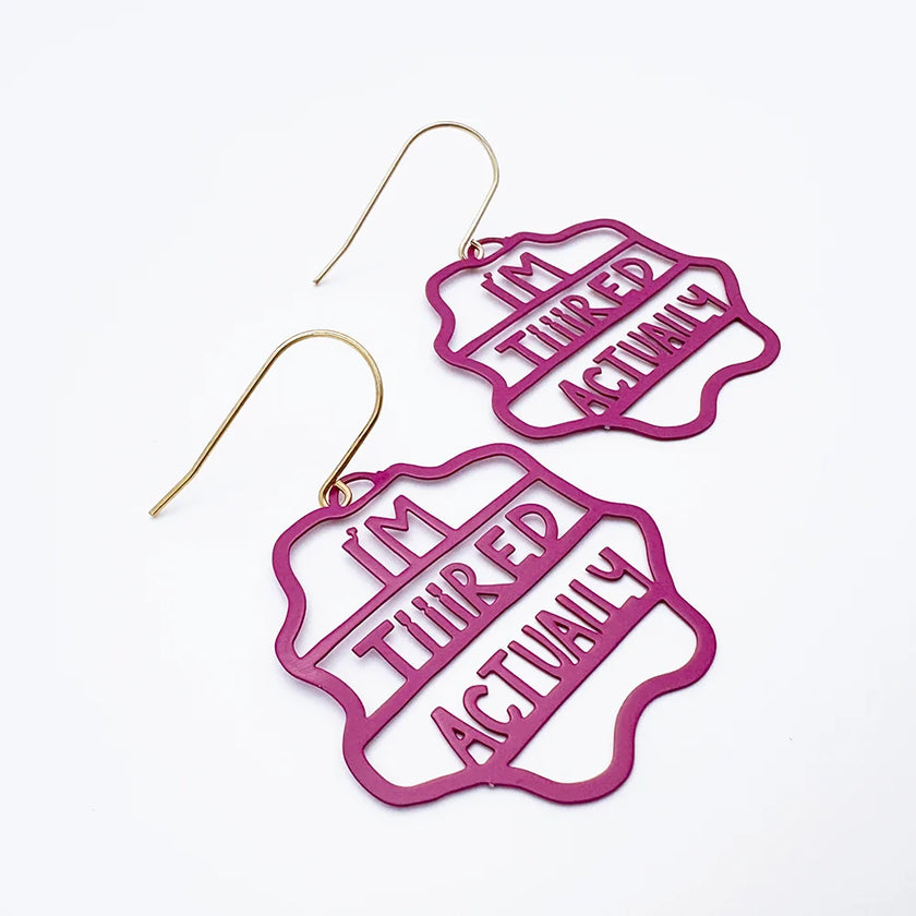 DENZ I'm Tiiired Actually Earrings Plum