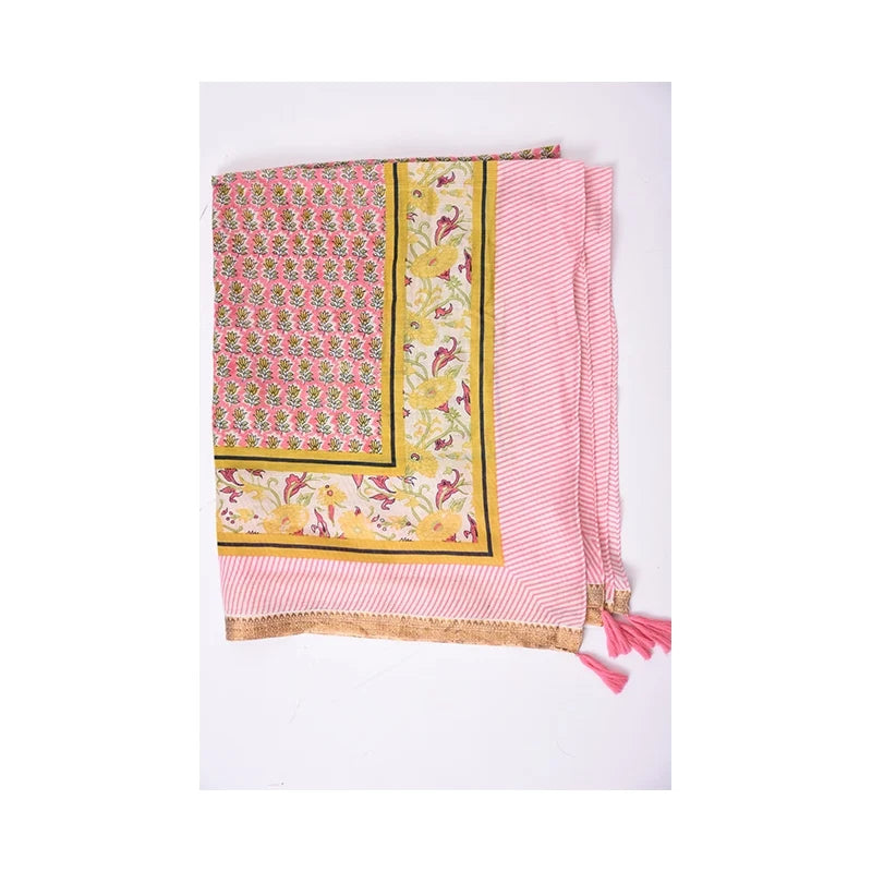 Palme 68135 Cotton Indian Flowers Scarf Rose