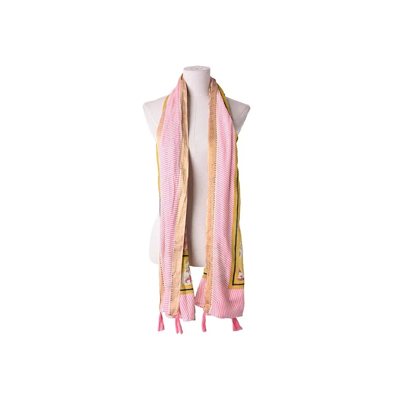 Palme 68135 Cotton Indian Flowers Scarf Rose