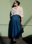 Staple The Label Roma Chambray Midi Skirt Indigo