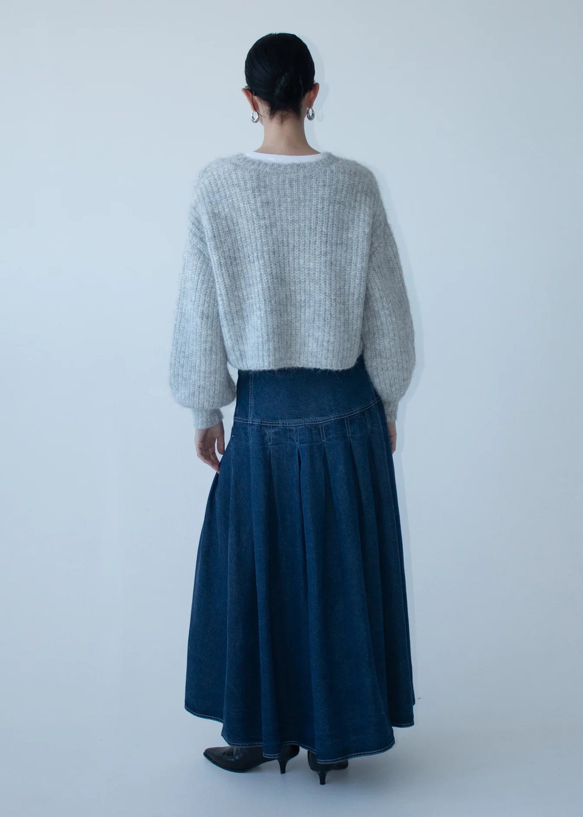 Staple The Label Roma Chambray Midi Skirt Indigo