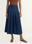 Staple The Label Roma Chambray Midi Skirt Indigo