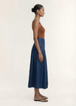 Staple The Label Roma Chambray Midi Skirt Indigo
