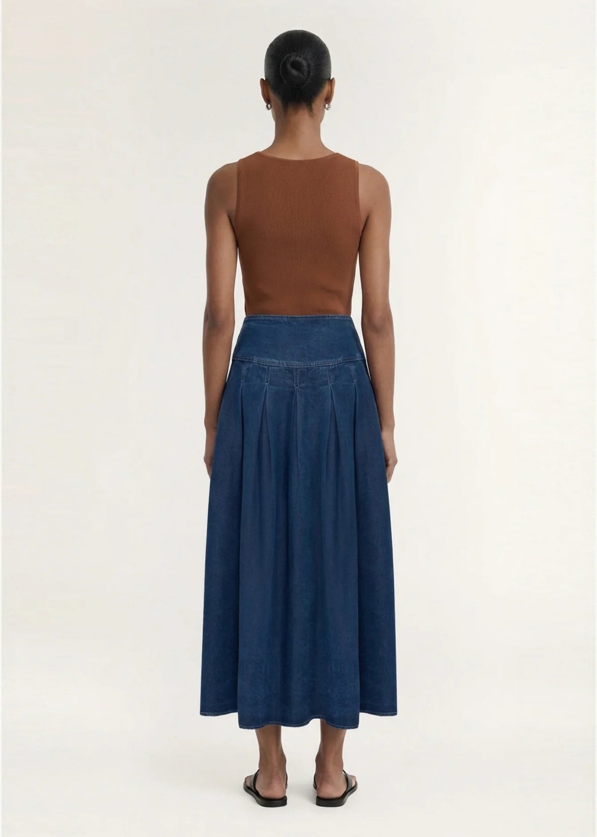 Staple The Label Roma Chambray Midi Skirt Indigo