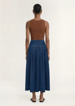 Staple The Label Roma Chambray Midi Skirt Indigo