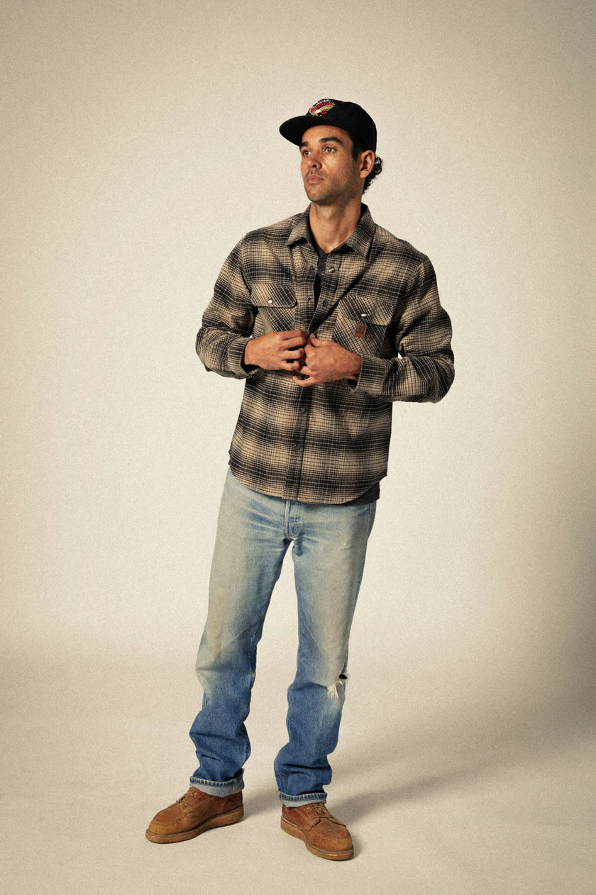 Brixton Builders Bowery Stretch LS Flannel Black/Cinder Grey