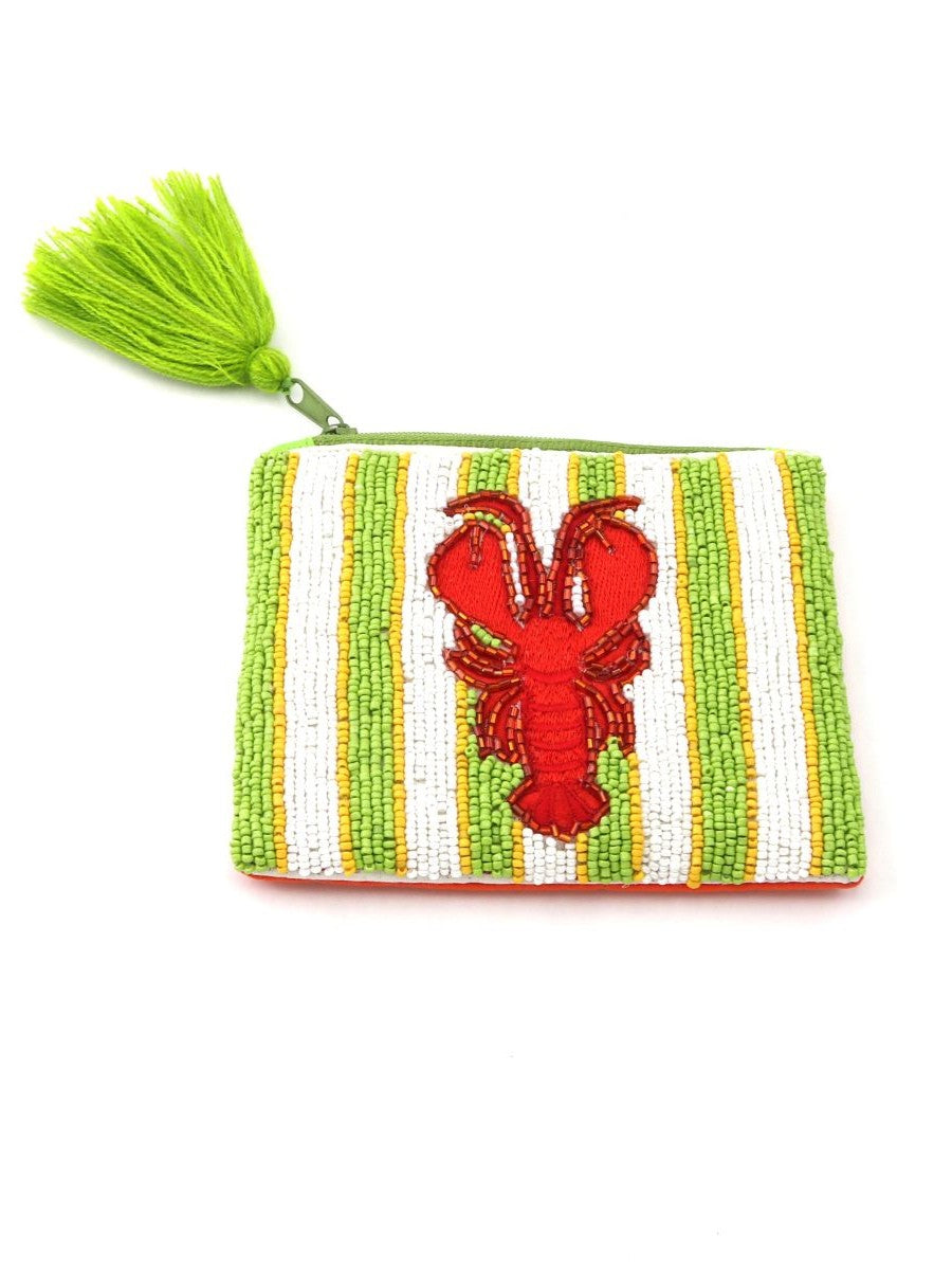 Tiger Tree Lobster Beaded Stripe Purse