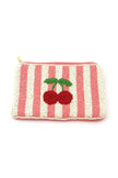 Tiger Tree Cherry White and Pink Beaded Stripe Purse