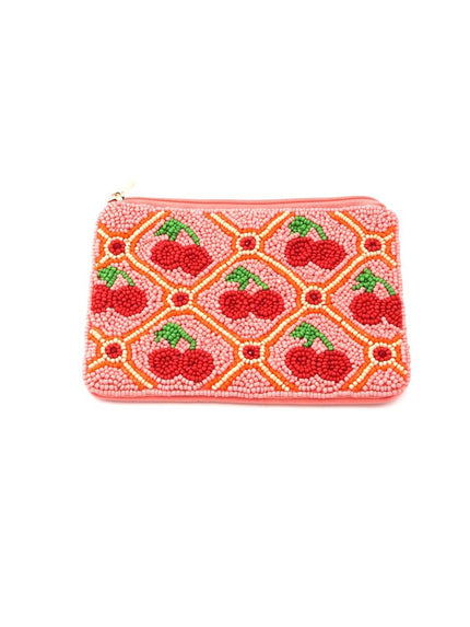 Tiger Tree Cherry Garden Pink Beaded Purse