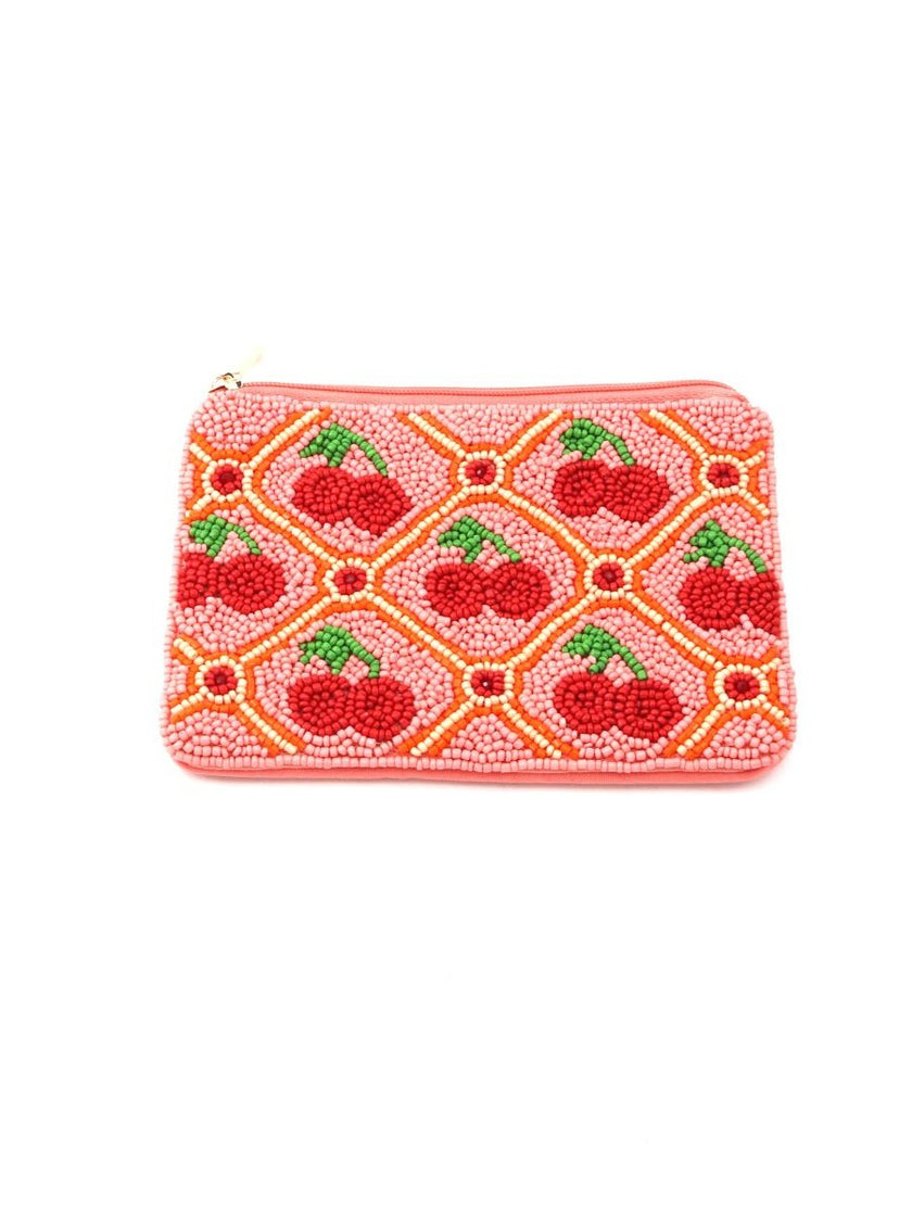 Tiger Tree Cherry Garden Pink Beaded Purse