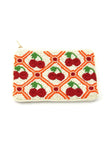 Tiger Tree Cherry Garden White Beaded Purse