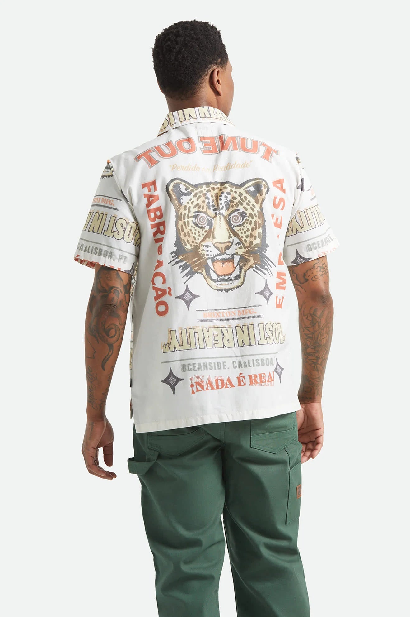 Brixton Getaway Camp Collar SS Shirt Lost In Reality Print