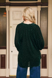 Italian Star Emily Ruffle Collar Flocked Velvet Blouse Bottle Green