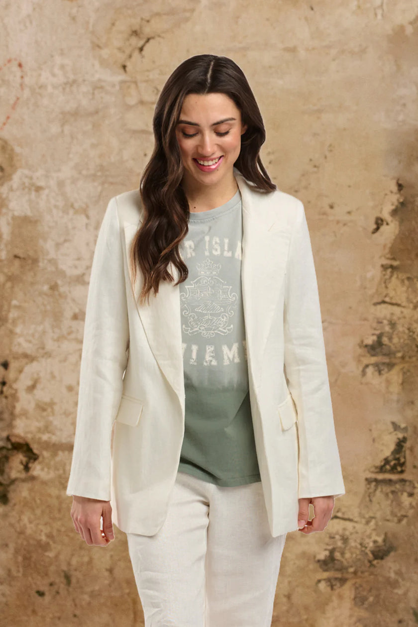 Italian Star Lilo Linen Jacket White