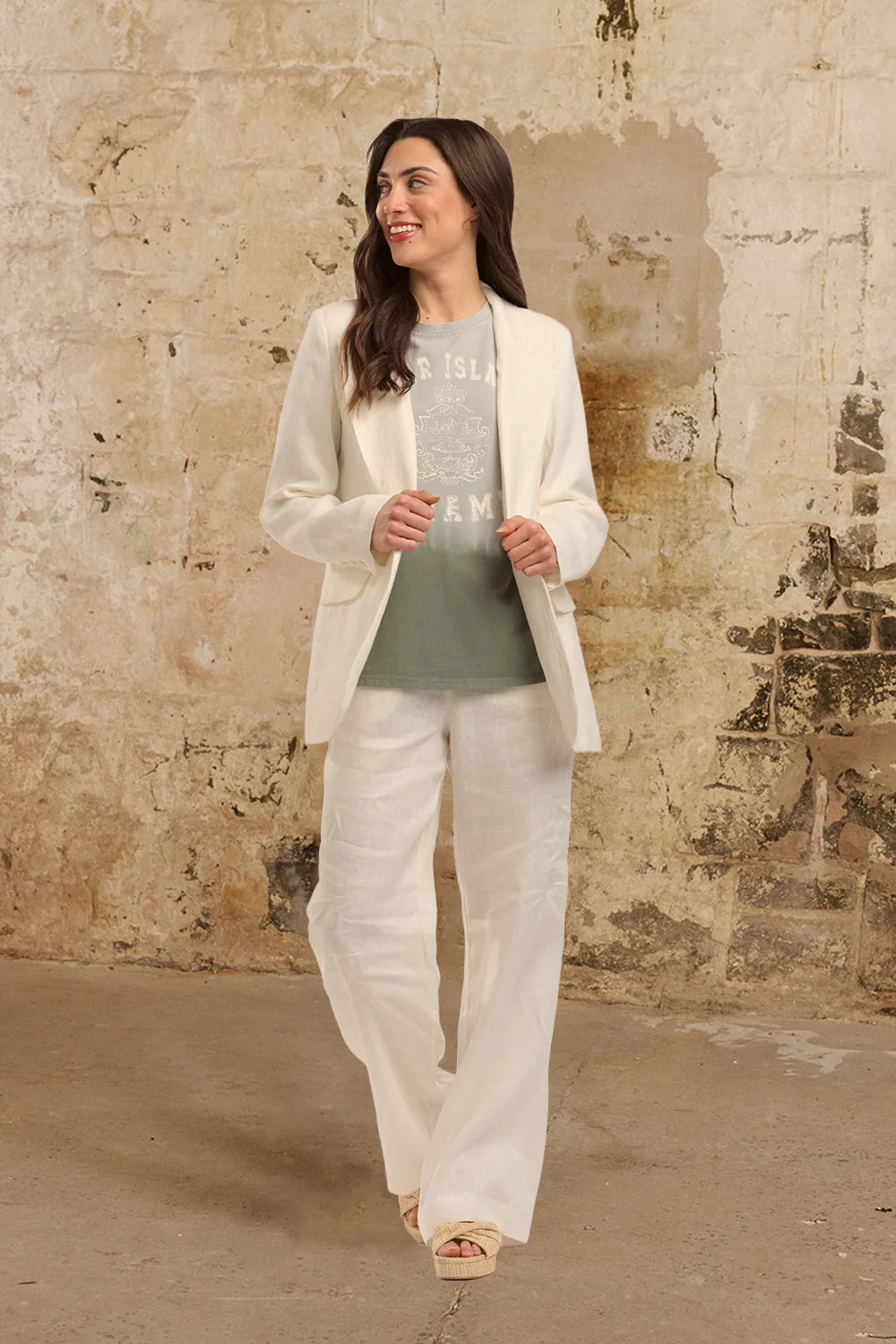 Italian Star Lilo Linen Pant White