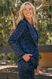Italian Star Lordes Sequin Velvet Jacket Navy