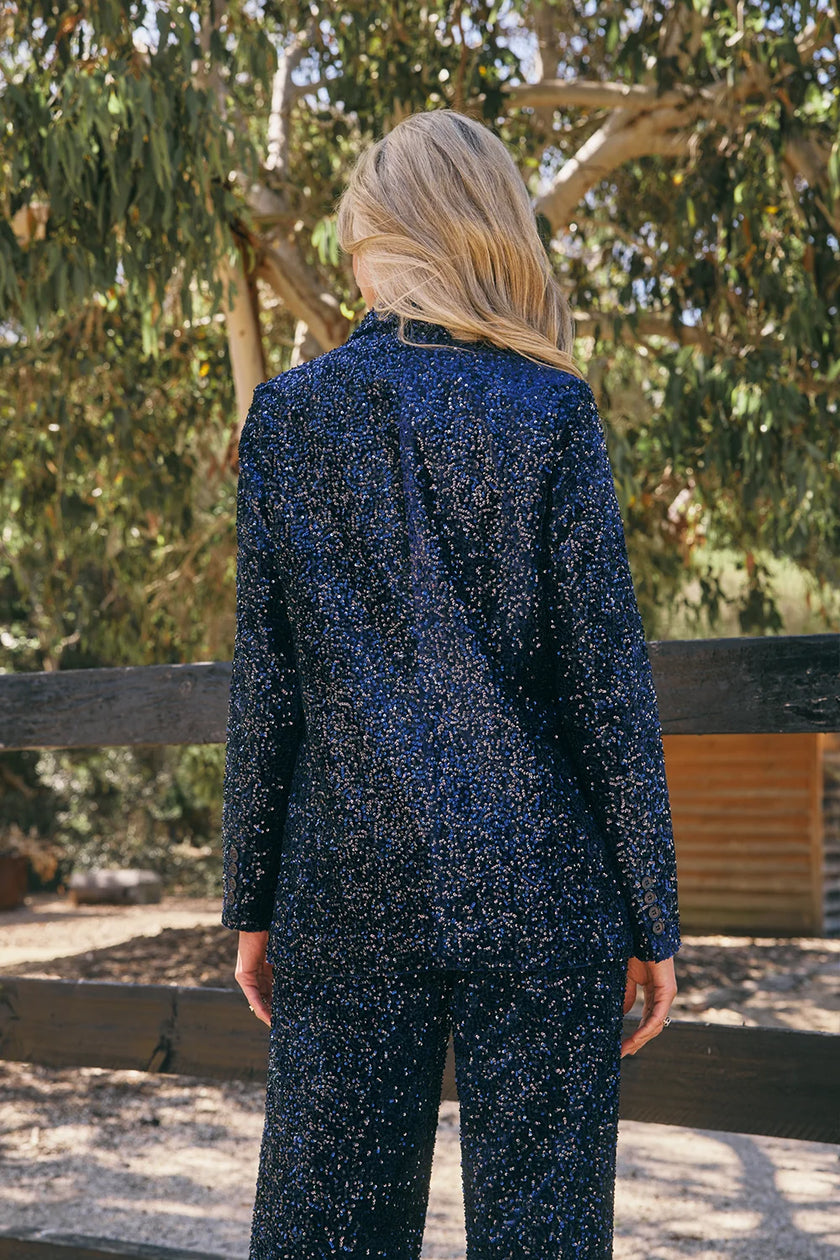 Italian Star Lordes Sequin Velvet Jacket Navy