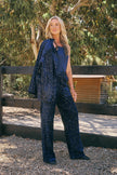 Italian Star Lordes Sequin Velvet Pant Navy